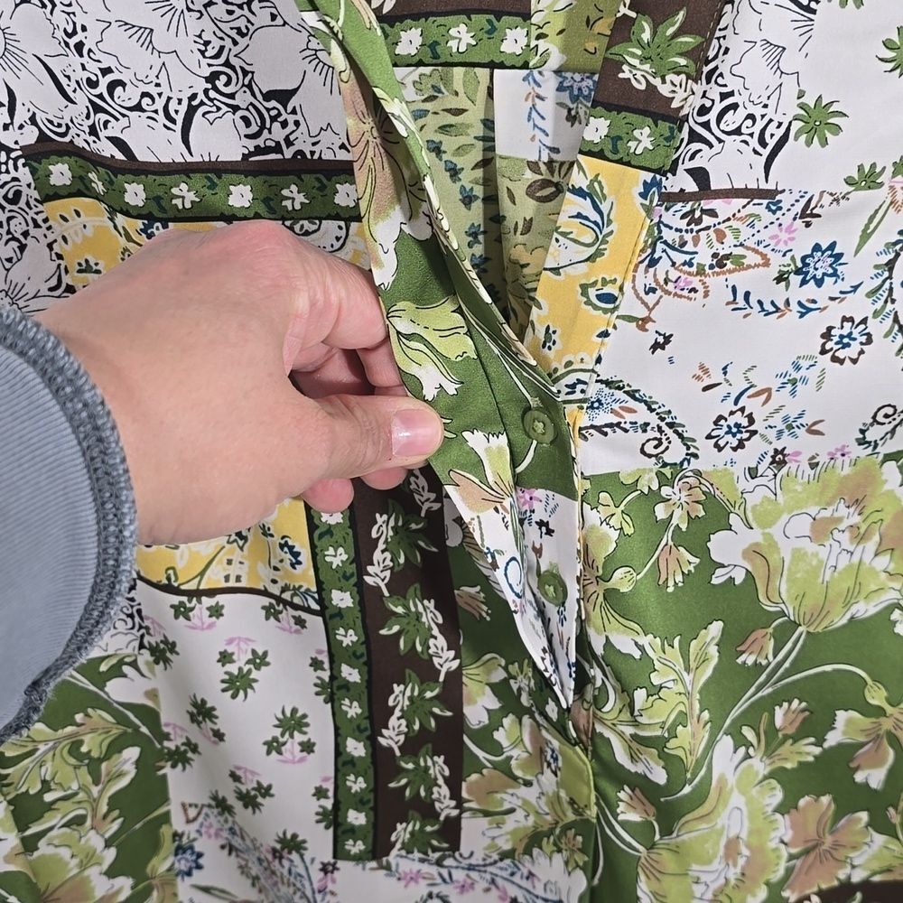 {Joie} Green Floral Popover Blouse Top - Size Small - Picture 10 of 16